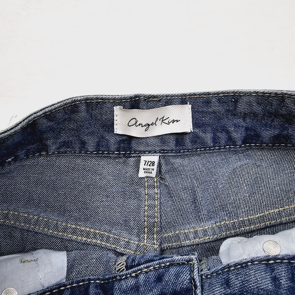 Angel Kiss High Rise Baggy Jeans WomensSize 7/28 Floral Y2K Denim Flowers‎ Tween - Picture 4 of 9